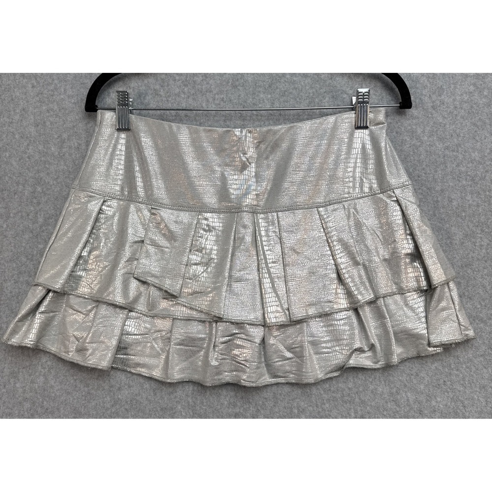 Lucky In Love Tier Silver Metallic Tennis Golf Pickleball Skort Size Medium